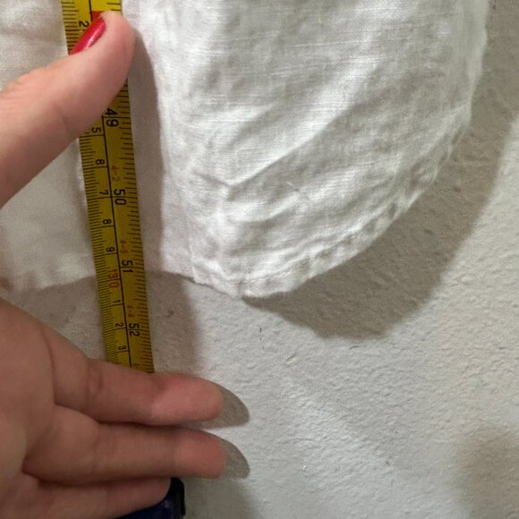 Pure Navy Dress Womens Medium white Linen Button capsule minimalist casual Midi - Picture 8 of 12